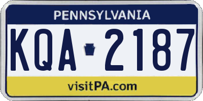PA license plate KQA2187