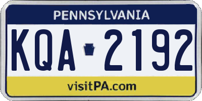 PA license plate KQA2192