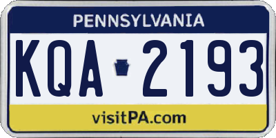 PA license plate KQA2193