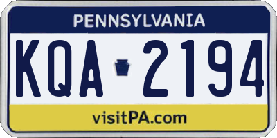 PA license plate KQA2194
