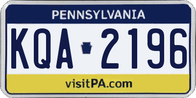 PA license plate KQA2196