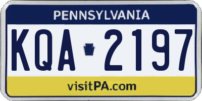 PA license plate KQA2197