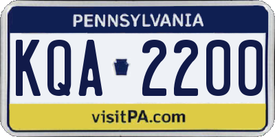 PA license plate KQA2200