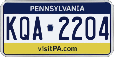 PA license plate KQA2204