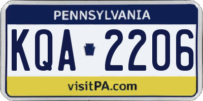 PA license plate KQA2206