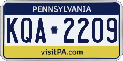 PA license plate KQA2209