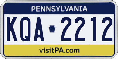 PA license plate KQA2212