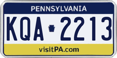 PA license plate KQA2213