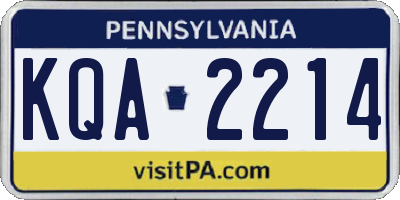 PA license plate KQA2214