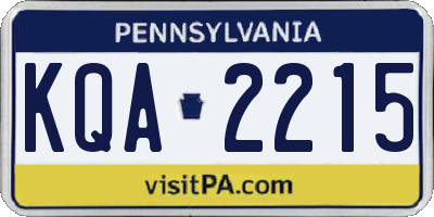 PA license plate KQA2215