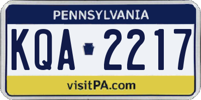 PA license plate KQA2217