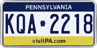 PA license plate KQA2218