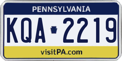 PA license plate KQA2219