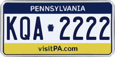 PA license plate KQA2222