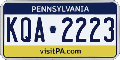 PA license plate KQA2223
