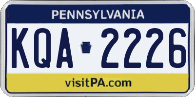 PA license plate KQA2226
