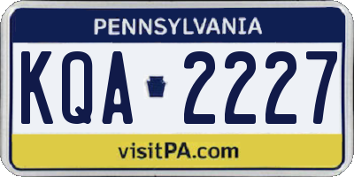PA license plate KQA2227