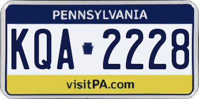 PA license plate KQA2228