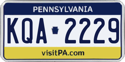 PA license plate KQA2229