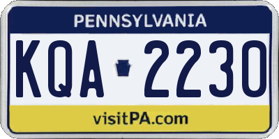 PA license plate KQA2230