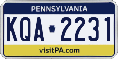 PA license plate KQA2231