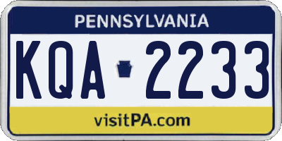 PA license plate KQA2233