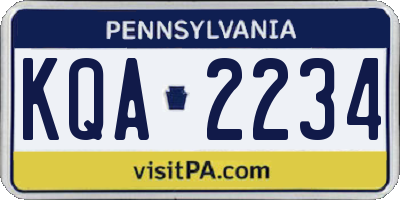 PA license plate KQA2234