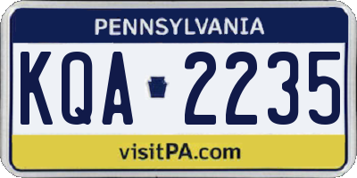 PA license plate KQA2235
