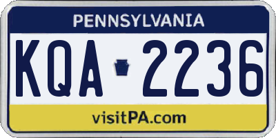 PA license plate KQA2236