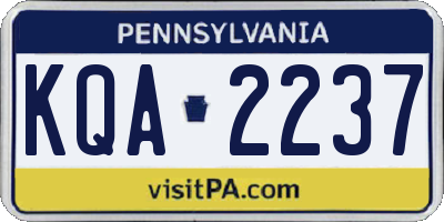 PA license plate KQA2237