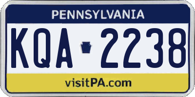 PA license plate KQA2238