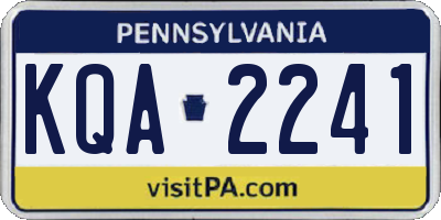PA license plate KQA2241