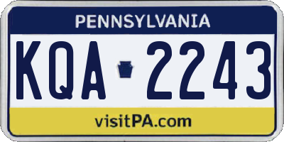 PA license plate KQA2243