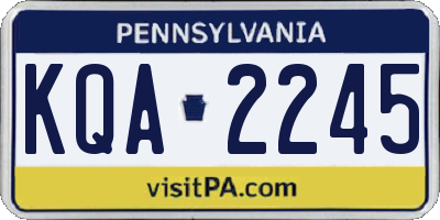PA license plate KQA2245
