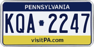 PA license plate KQA2247