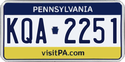 PA license plate KQA2251