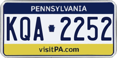 PA license plate KQA2252