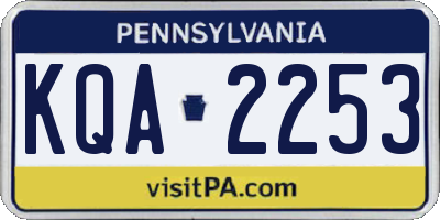 PA license plate KQA2253
