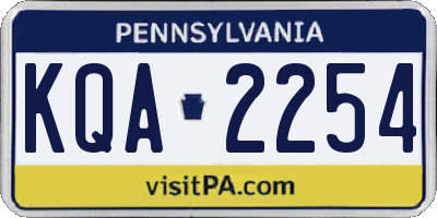 PA license plate KQA2254