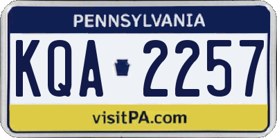 PA license plate KQA2257