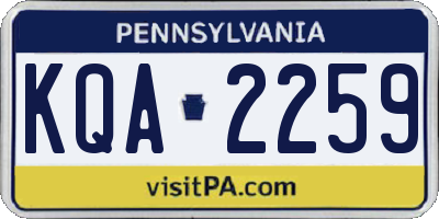 PA license plate KQA2259