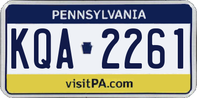 PA license plate KQA2261