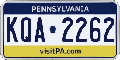 PA license plate KQA2262