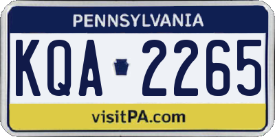 PA license plate KQA2265