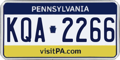 PA license plate KQA2266