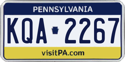 PA license plate KQA2267