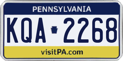 PA license plate KQA2268