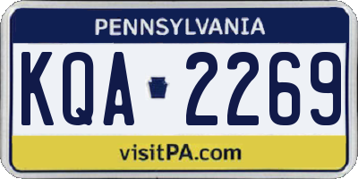 PA license plate KQA2269