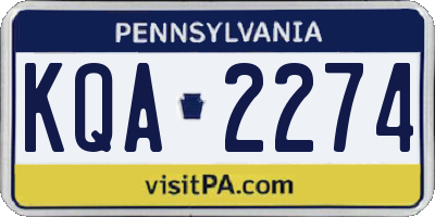 PA license plate KQA2274