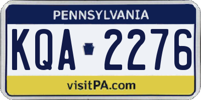 PA license plate KQA2276
